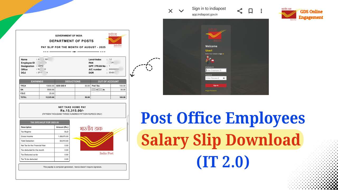 Post Office Employees salary slip download IT 2.0